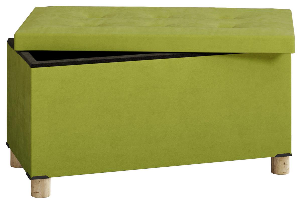 Klop S Skrinjo Sizos L, Zelena - zelena/rjava, Moderno, tekstil/leseni material (76/40/38cm) - MID.YOU