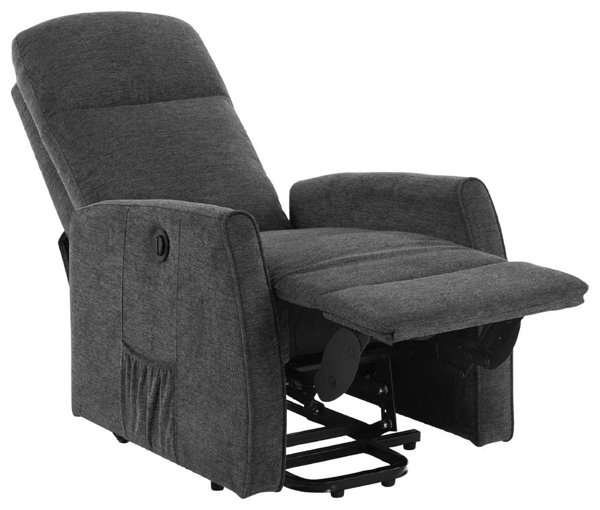 Tv Fotelj Athen, Temno Siva, Pomoč Pri Vstajanju - temno siva, Moderno, kovina/tekstil (67.5/107/88.5cm)