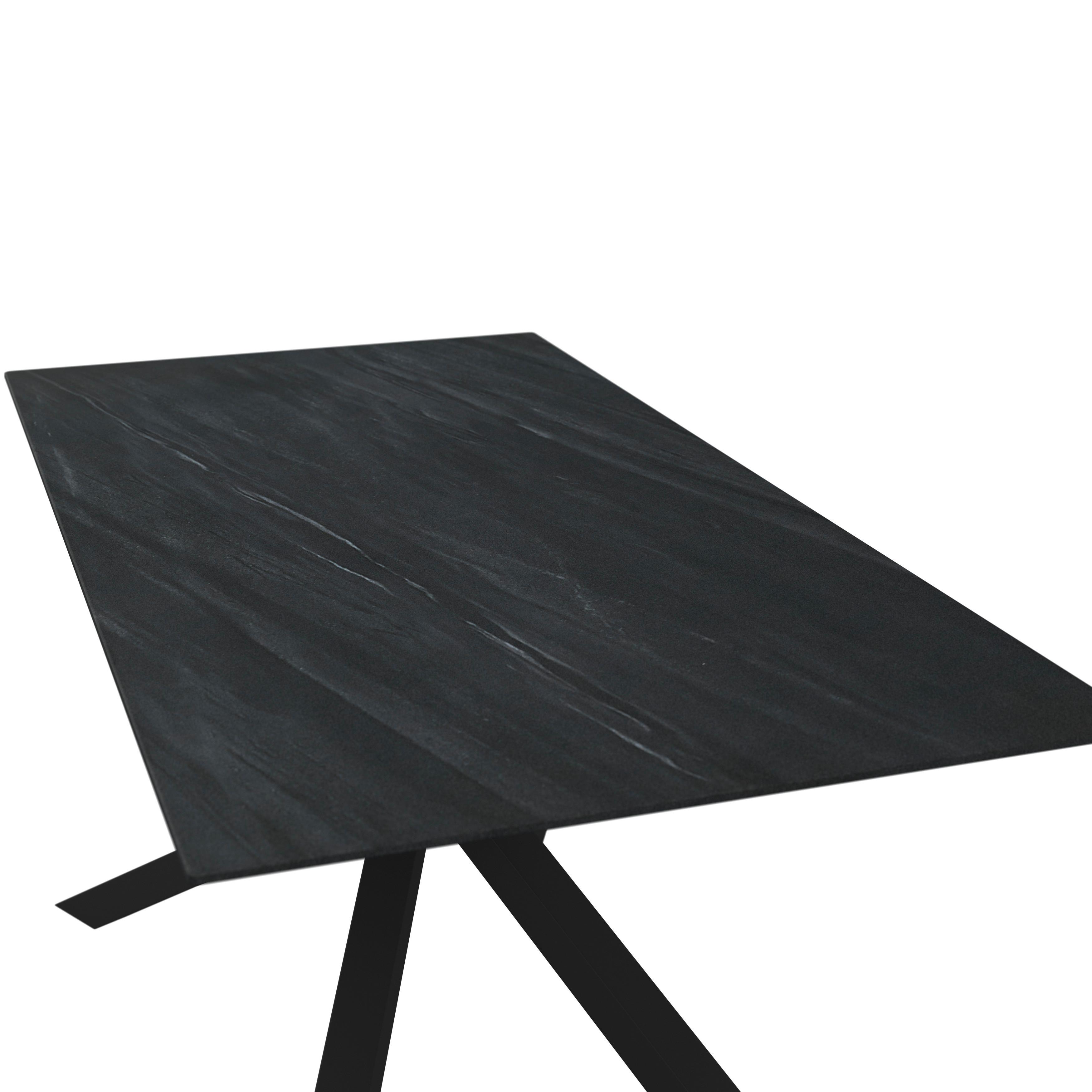 MATBORD LIVAN - mörkgrå/svart, Modern, metall/sten (180/90/76cm) - Bessagi Home
