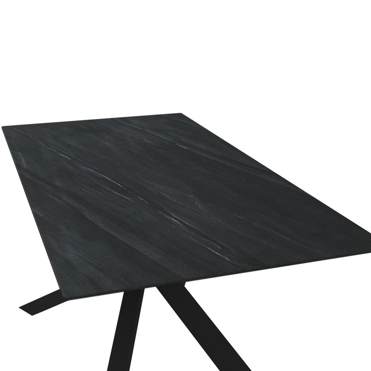 Esstisch Livan Dunkelgrau Keramik ca. 180x90x76 cm - Dunkelgrau/Schwarz, MODERN, Stein/Metall (180/76/90cm) - Bessagi Home