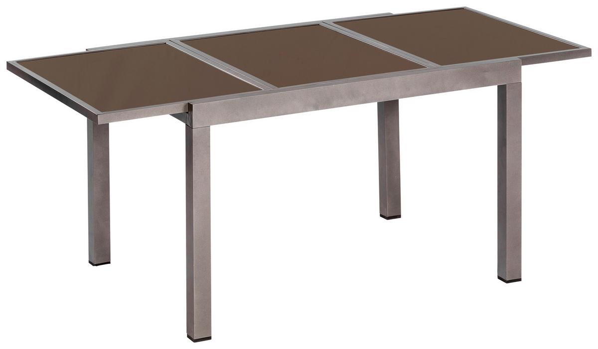 Gartentisch ausziehbar ca. 180x200 cm Alu/Glas - Graphitfarben/Braun, MODERN, Glas/Metall (180/100/75cm) - Gardenson