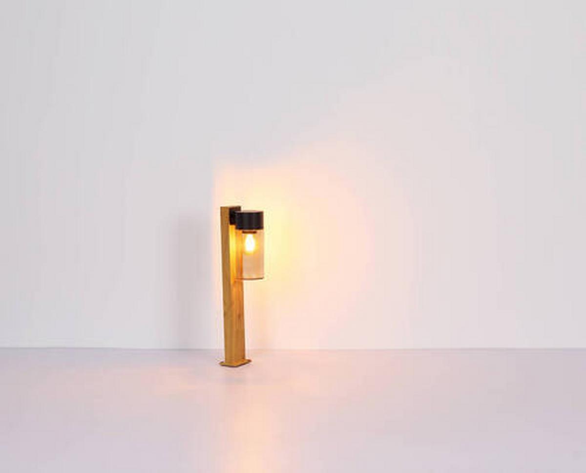Außenleuchte Etsi Schwarz matt max. 40 Watt - Schwarz, Natur, Glas/Metall (9/14,5/50cm) - Globo
