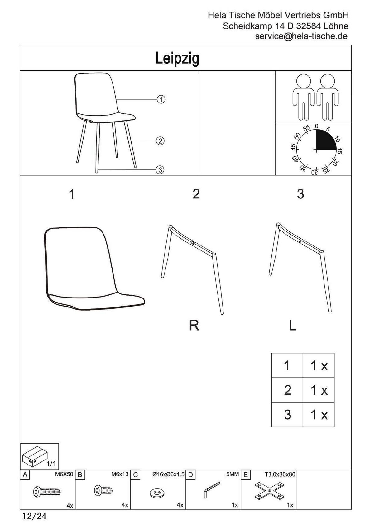 STUHL-SET LEIPZIG S 2ER-SET - Altrosa/Schwarz, MODERN, Textil/Metall (44/92/54cm) - P & B
