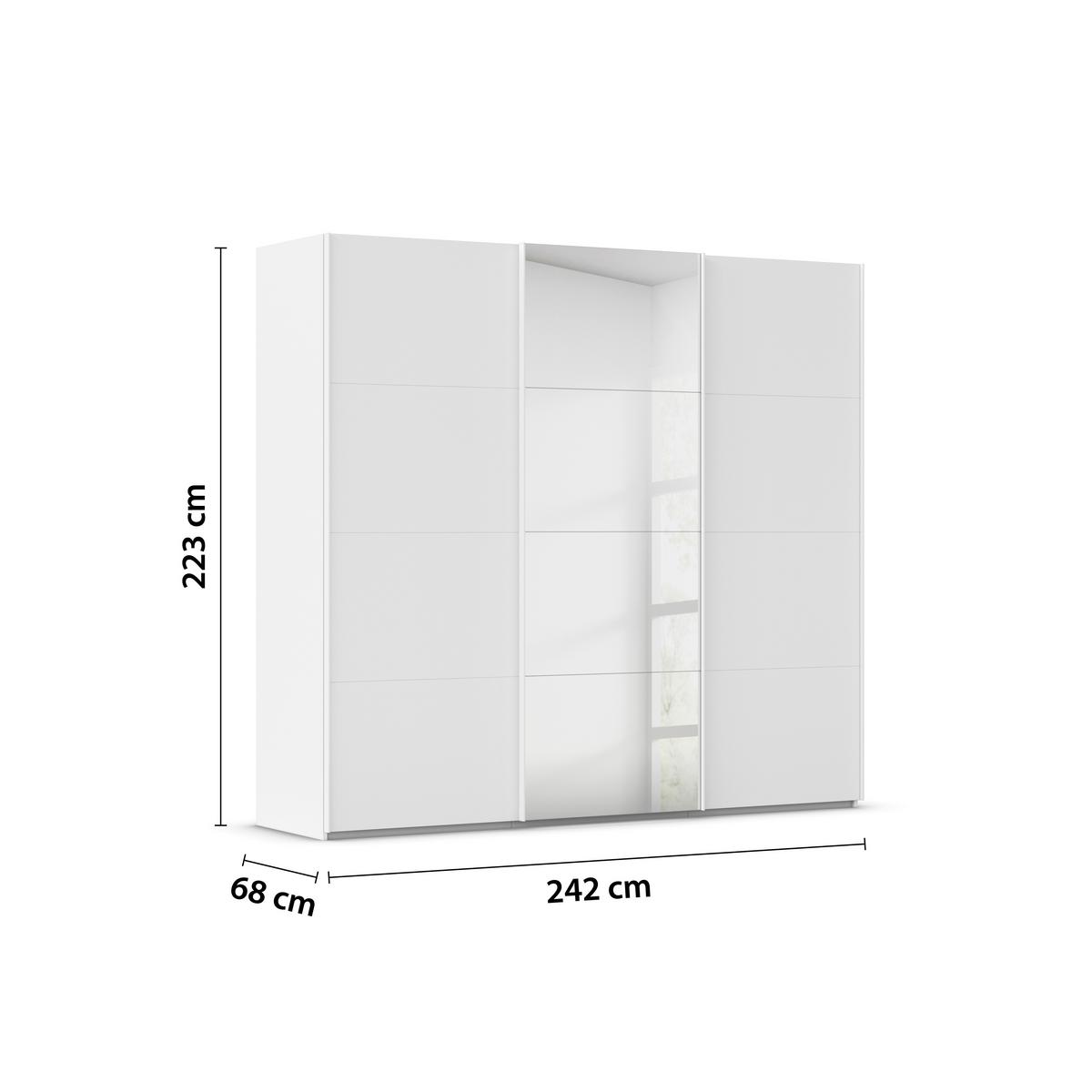 Omara Z Drsnimi Vrati Evelyn, Bela - bela, Design, umetna masa/steklo (242/223/68cm) - Novel
