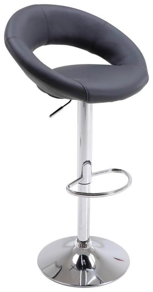 Taburet de bar SCOTT - culoare crom/gri, Modern, plastic/lemn (56/82-103/50cm) - Modern Living