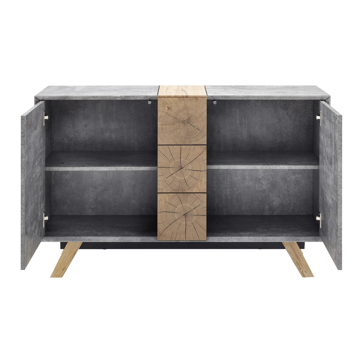 Moderna Komoda Casper, Barva Betona In Hrasta - siva/barve hrasta, Moderno, les (120/75/40cm) - Bessagi Home