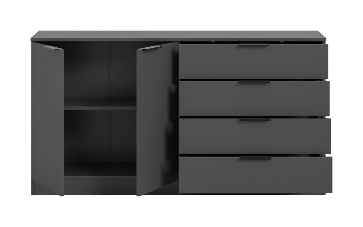 Kommode Kopenhagen Anthrazit - Anthrazit/Schwarz, Design, Holzwerkstoff/Kunststoff (148/80/35cm) - Livetastic