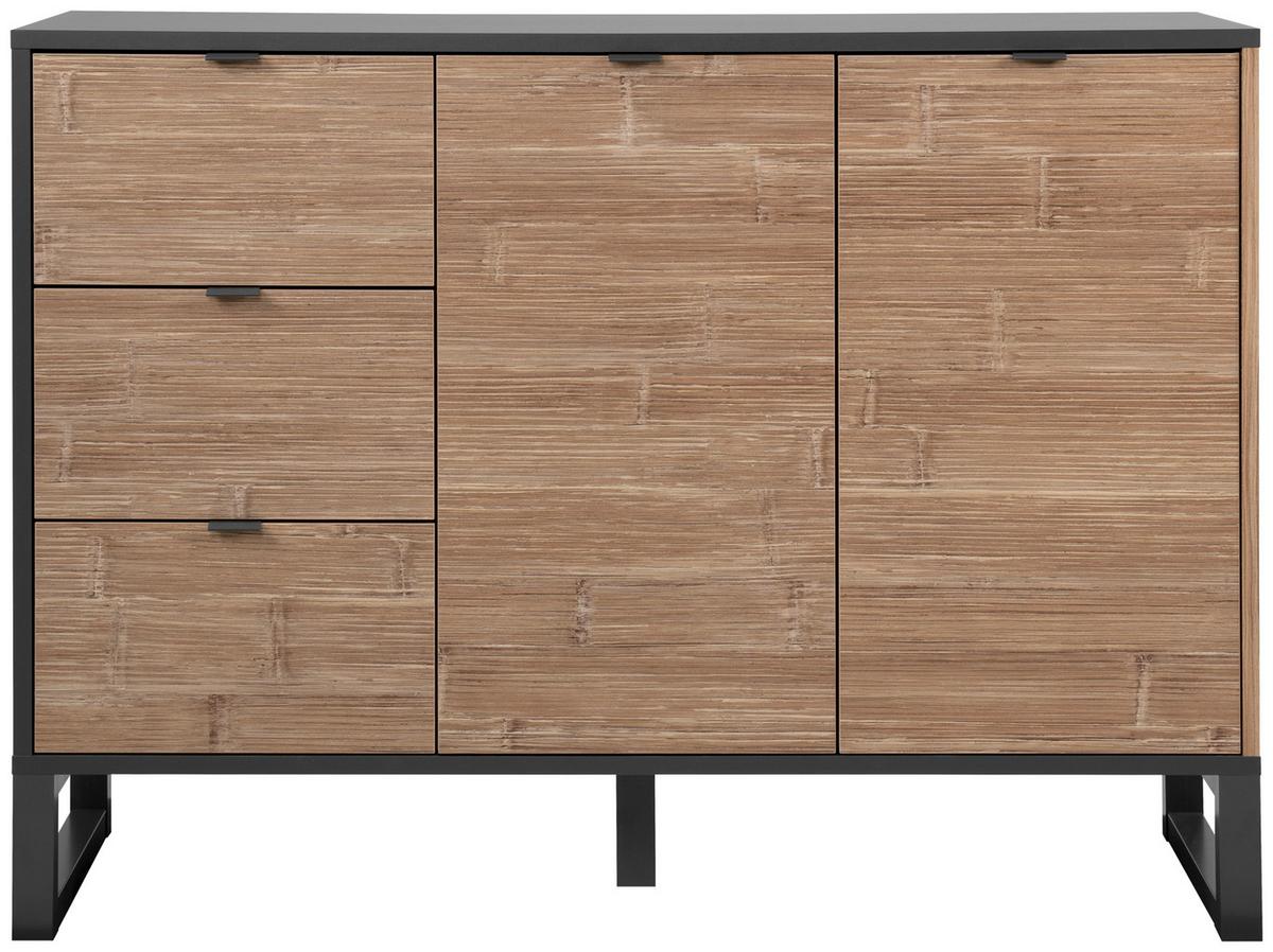KOMODA SUMATRA - antracytowy/kolor naturalny, Konventionell, materiał drewnopochodny/tworzywo sztuczne (120/88/40cm) - Carryhome