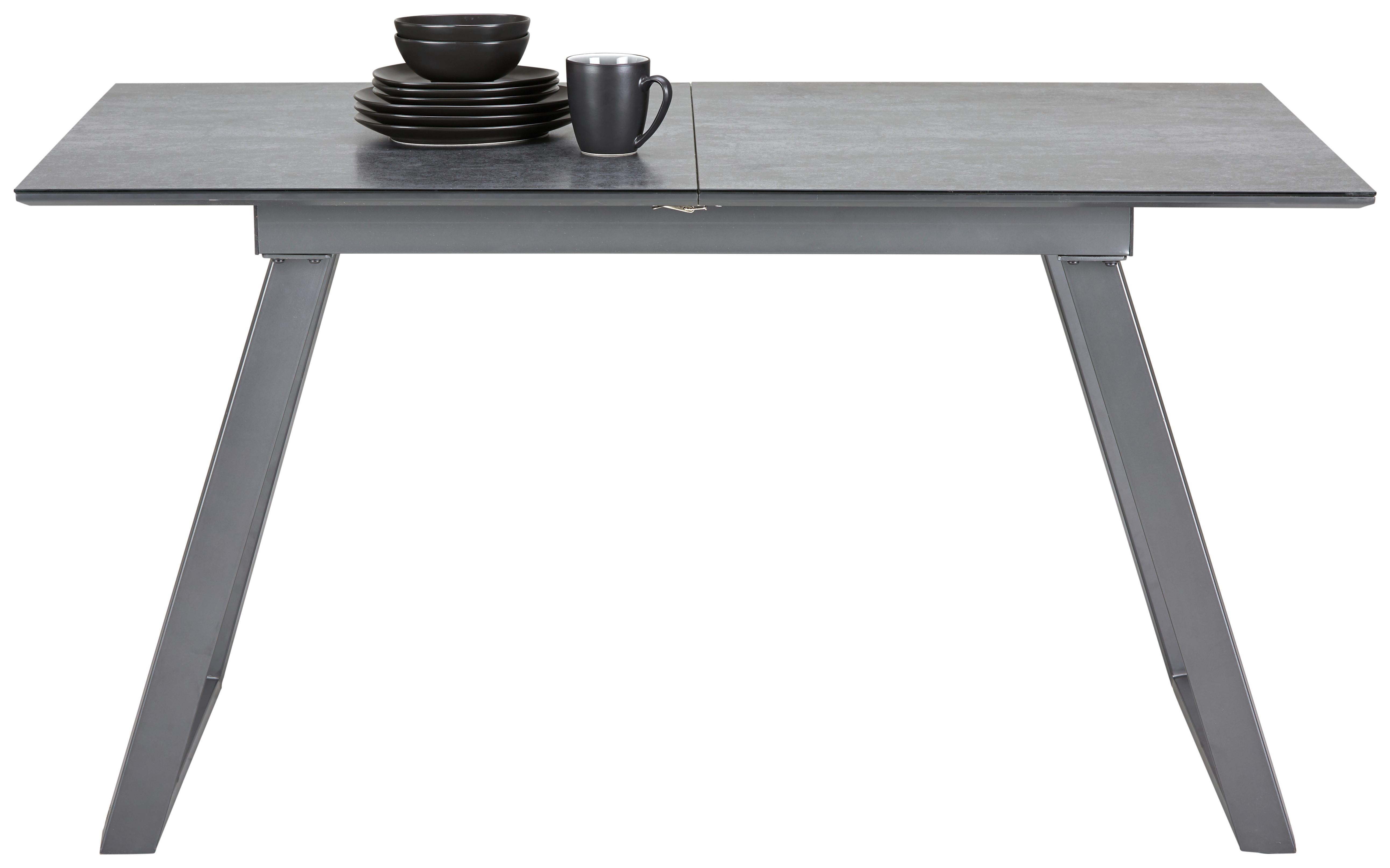 Kihúzható Asztal Lukas - Szürke, modern, Faalapú anyag/Üveg (140-180/80/76cm) - Modern Living