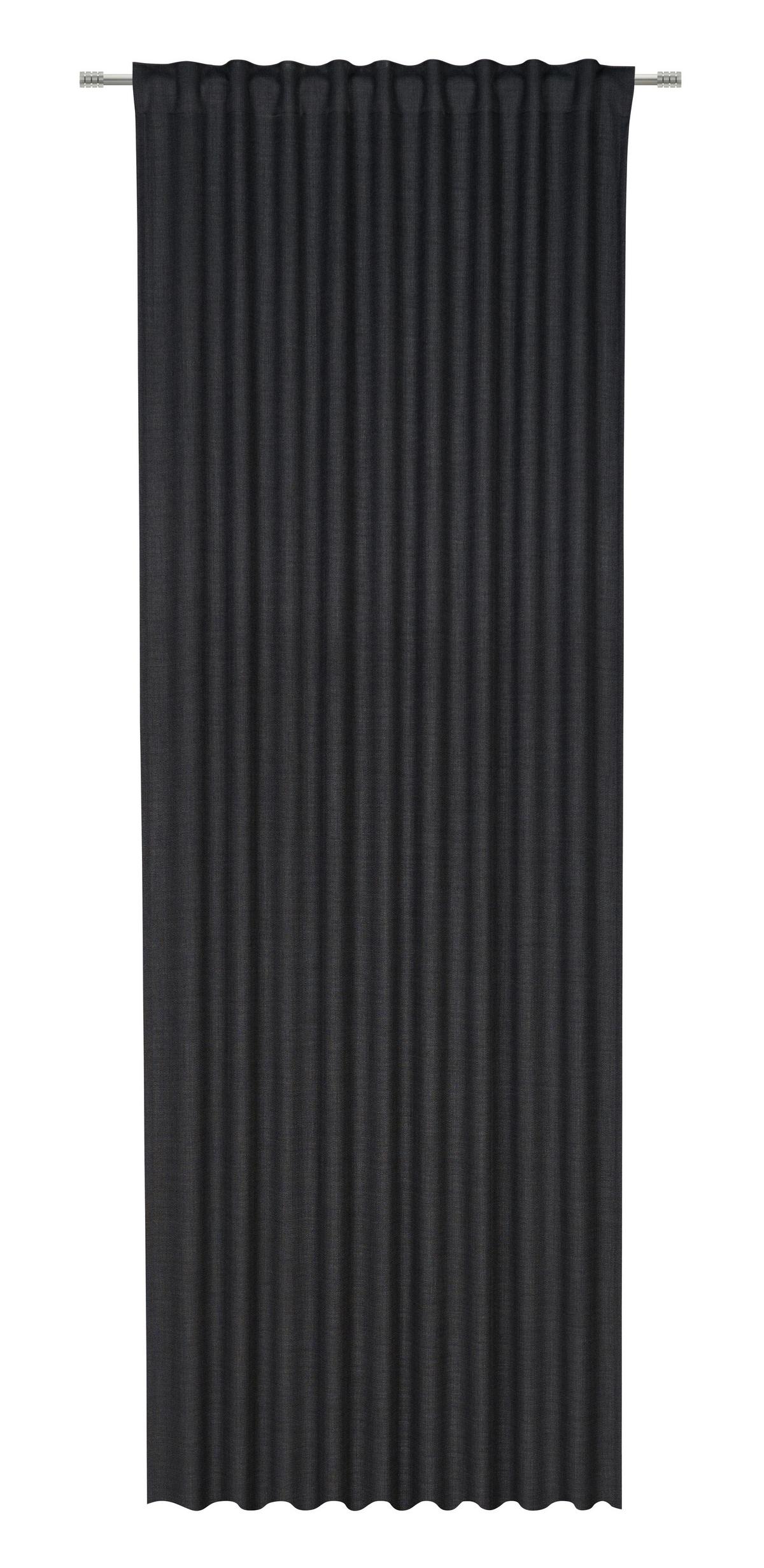Fertigvorhang Leo Schwarz ca. 135x300cm - Schwarz, MODERN, Textil (135/300cm) - Premium Living
