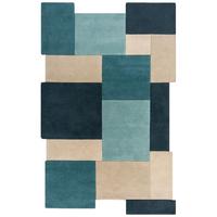 WOLLTEPPICH HALLEIN, geometrisch, Türkis, 150 x 240 cm - Blau, Textil (150/240cm) - KADIMA DESIGN