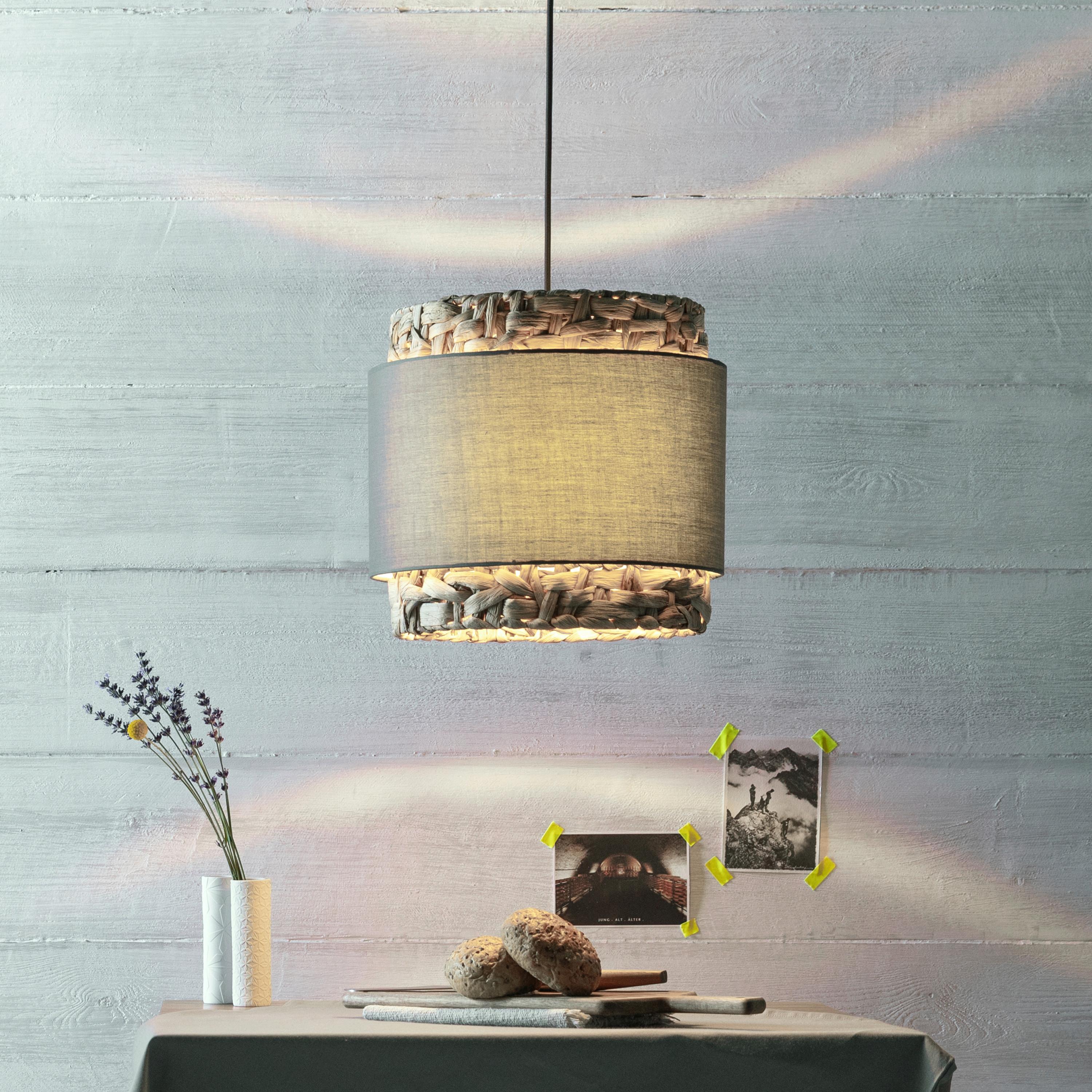 Hängeleuchte Waterlilly Grau/Beige max. 60 Watt - Beige/Grau, Natur, Naturmaterialien/Textil (35/140cm) - Brilliant