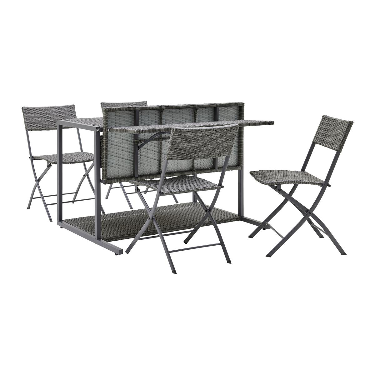 Balkonszett Mario Ii - világosszürke/szürke, Modern, műanyag/textil (120/75/105cm) - Bessagi Garden