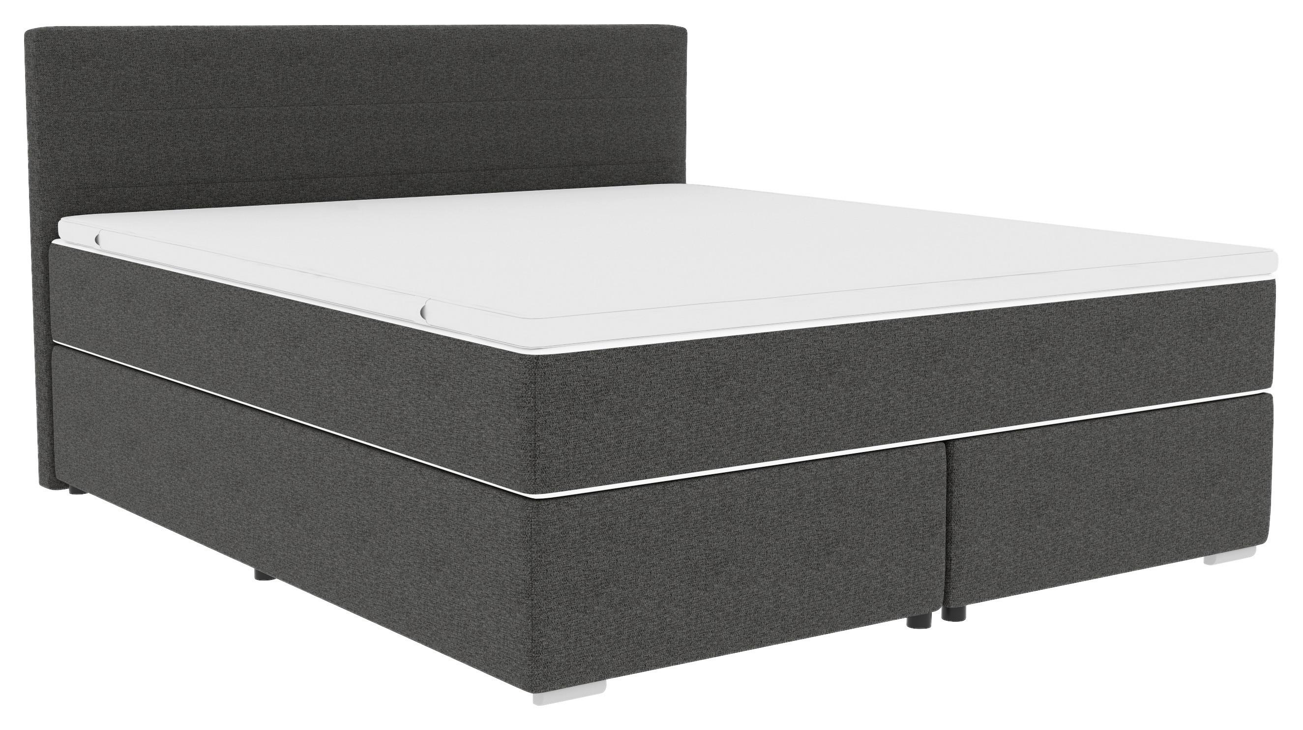 ŁÓŻKO BOXSPRING CATANIA - antracytowy/kolor chromowy, Konventionell, tworzywo sztuczne/tkanina (160/200cm) - Boxxx