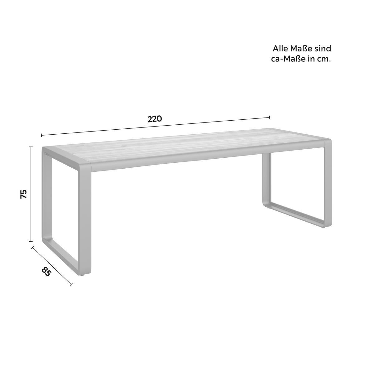 Gartengarnitur "Caroline", hell/dunkelgrau, Holz/Metall - Dunkelgrau, Modern, Holz/Metall (220/75/85cm) - Bessagi Garden