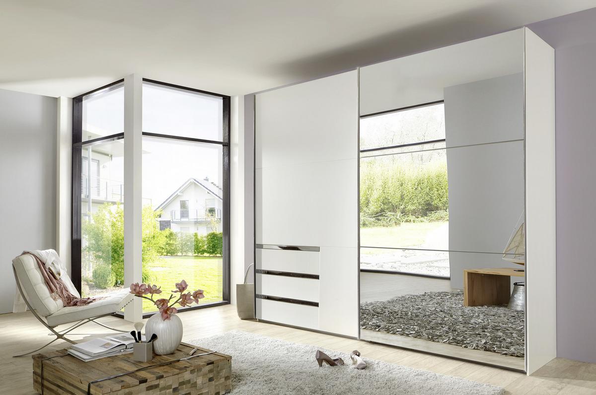 Ormar S Kliznim Vratima Level 36a - bijela/boje kroma, Moderno, staklo/drvni materijal (250/216/65cm) - Modern Living