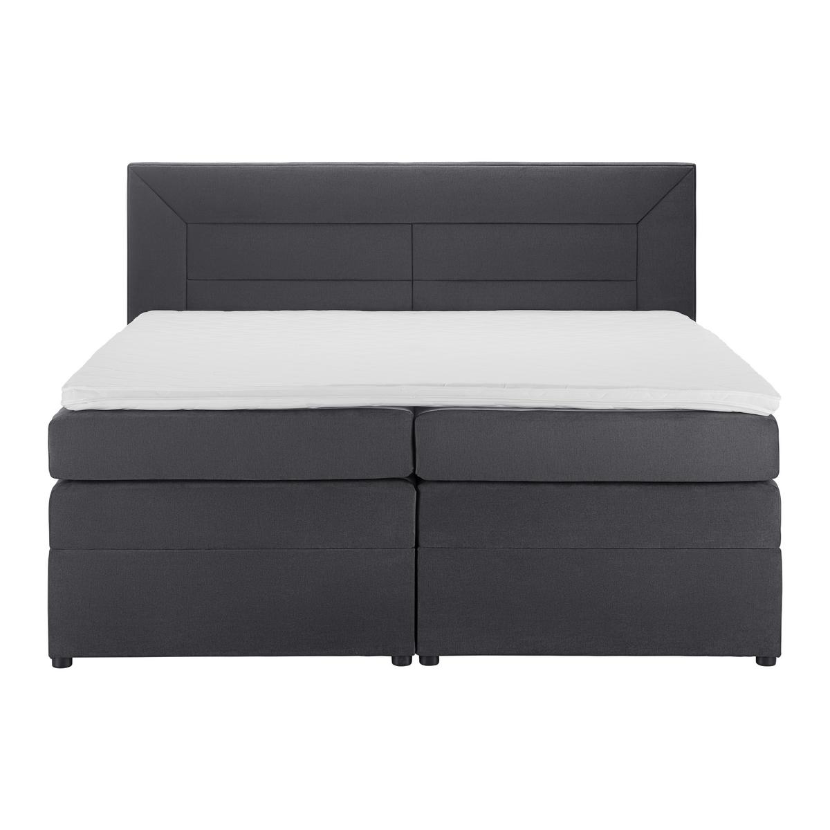 Boxspringbett Maja ca. 180x200 cm Grau mit Topper - Schwarz/Grau, Modern, Holz/Kunststoff (180/200cm) - Bessagi Home