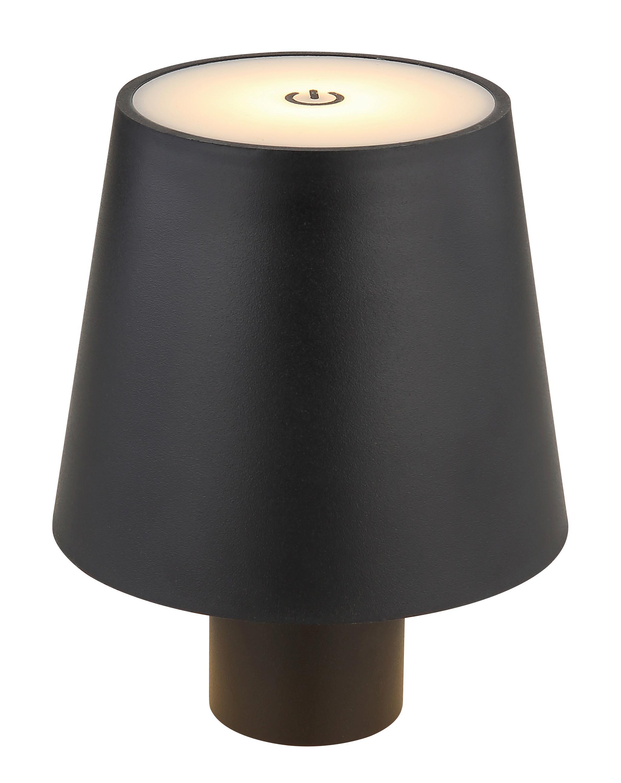 Akku-Tischleuchte Vannie Opal max. 3 Watt - Opal/Schwarz, Trend, Kunststoff/Metall (10,6/13cm) - Globo