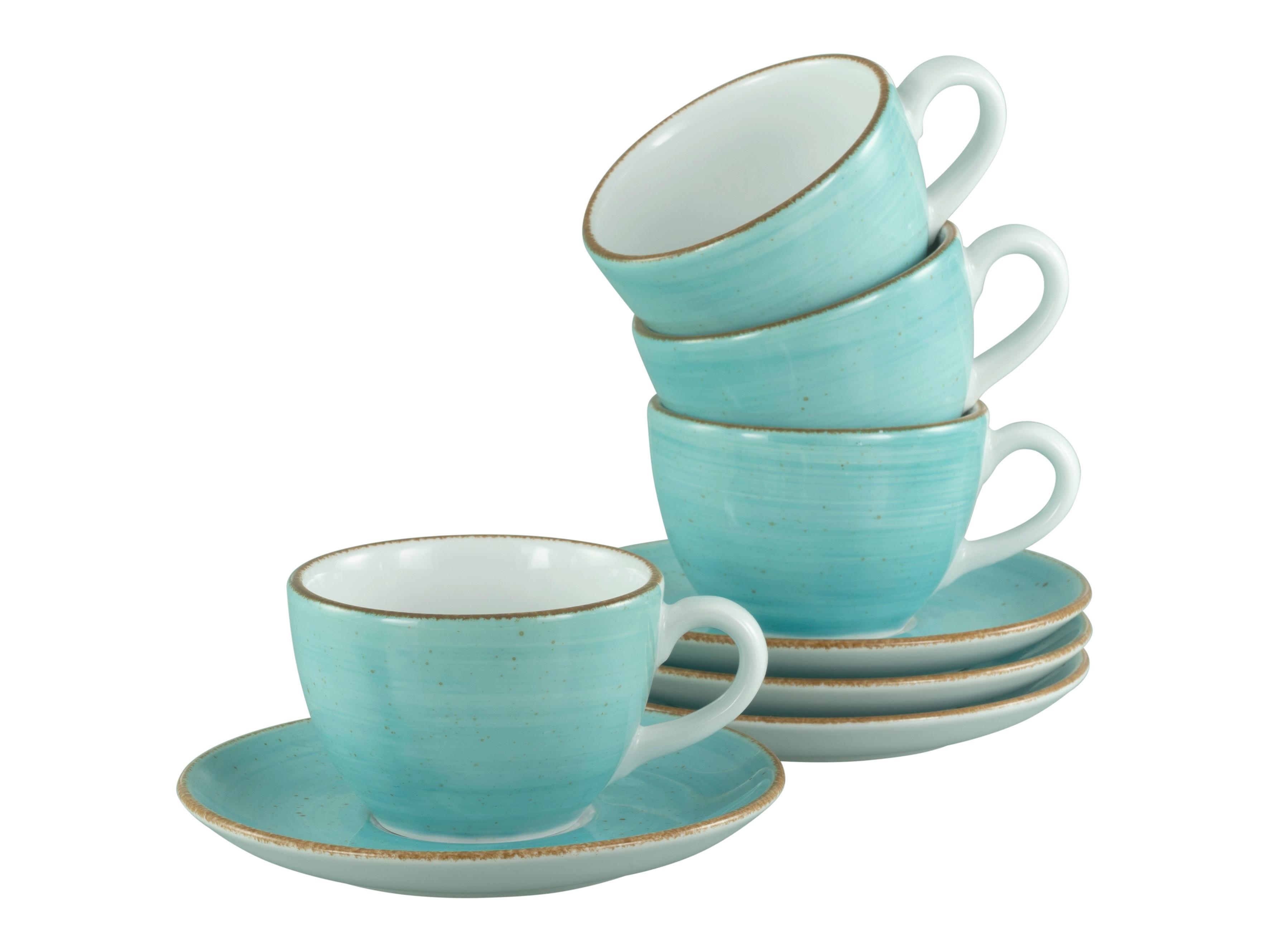 Kavni Servis Vintage Nature Aqua, 8-Delni - turkizna/bela, Basics, keramika - Creatable
