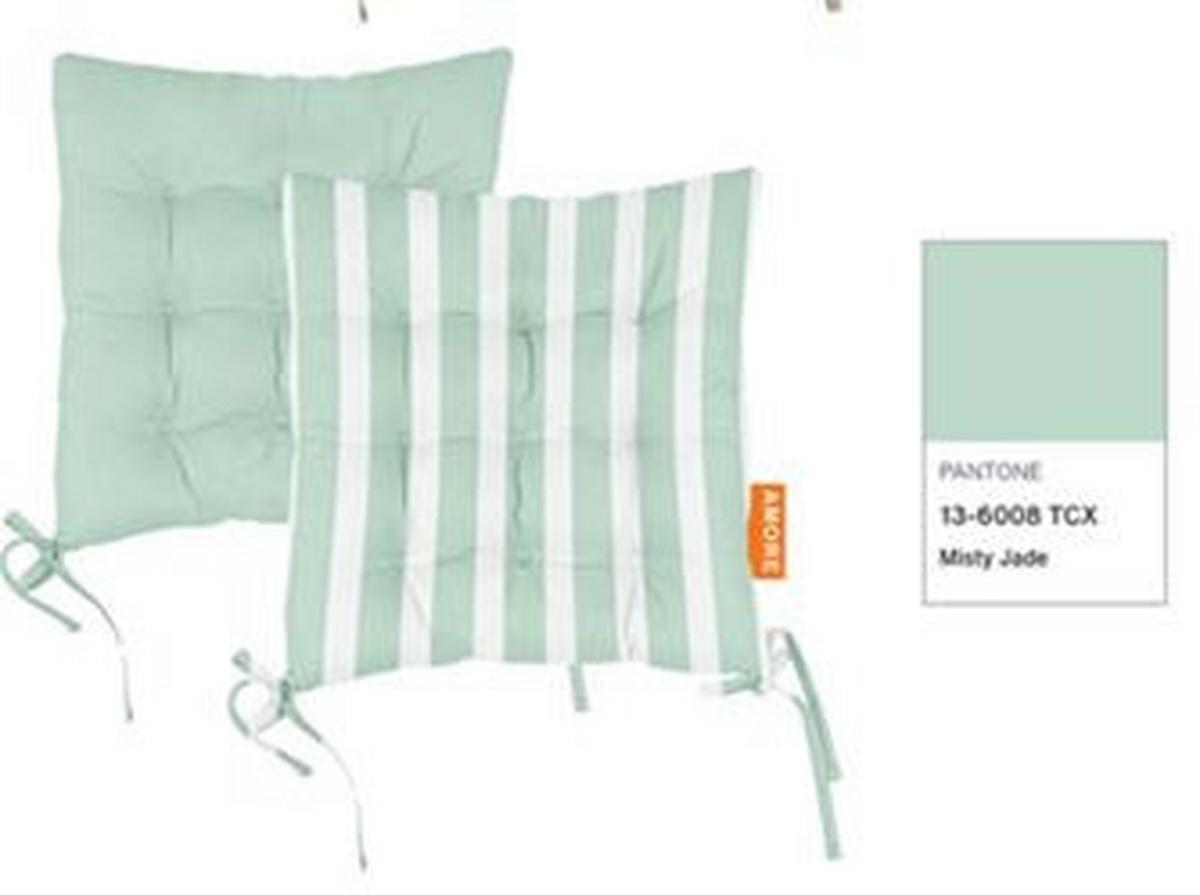 Sitzkissen Amore Streif Weiß/Mintgrün ca. 45x45cm - Weiß/Mintgrün, Textil (45/45cm) - Mömax