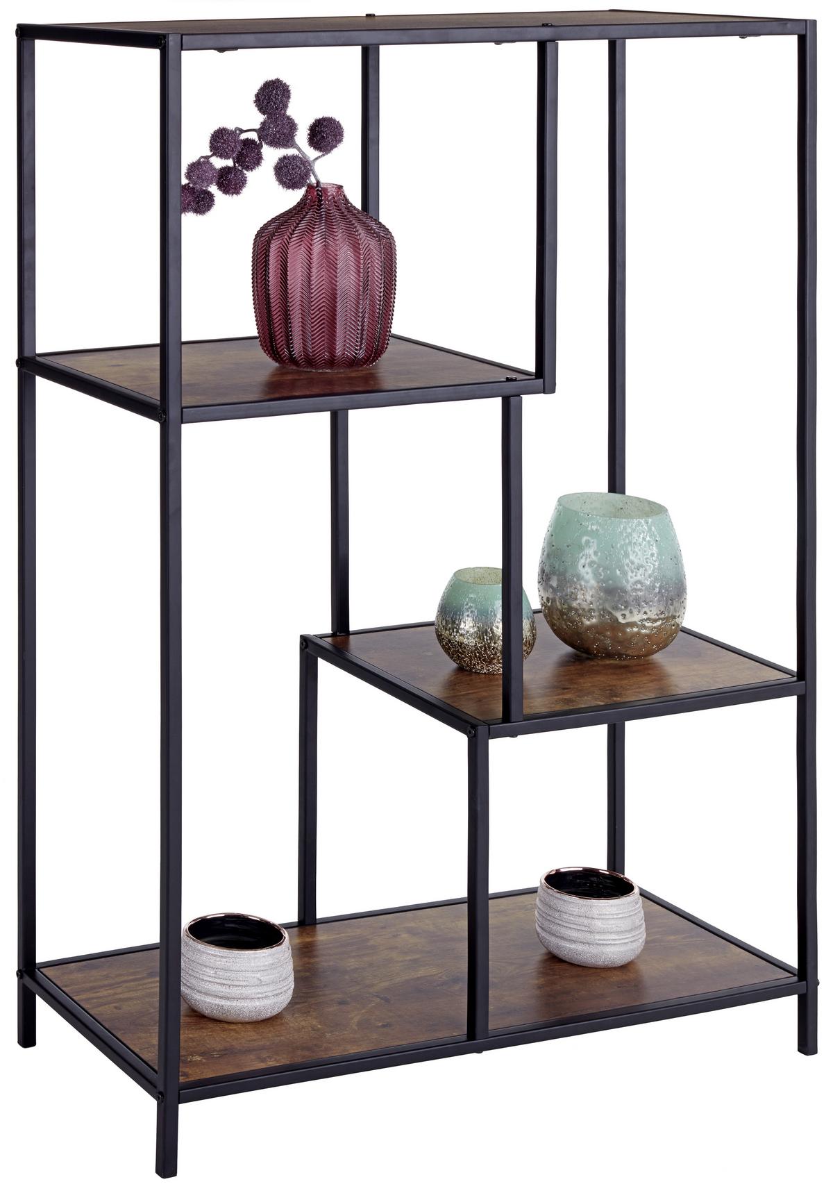 REGAŁ INDUSTRY - kolor naturalny/czarny, Modern, materiał drewnopochodny/metal (77/114/33cm) - MID.YOU