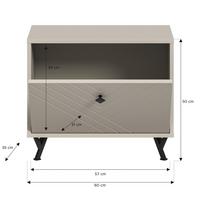 Garderobenbank Notes - Beige, Design, Holzwerkstoff/Metall (60/50/35cm) - MID.YOU