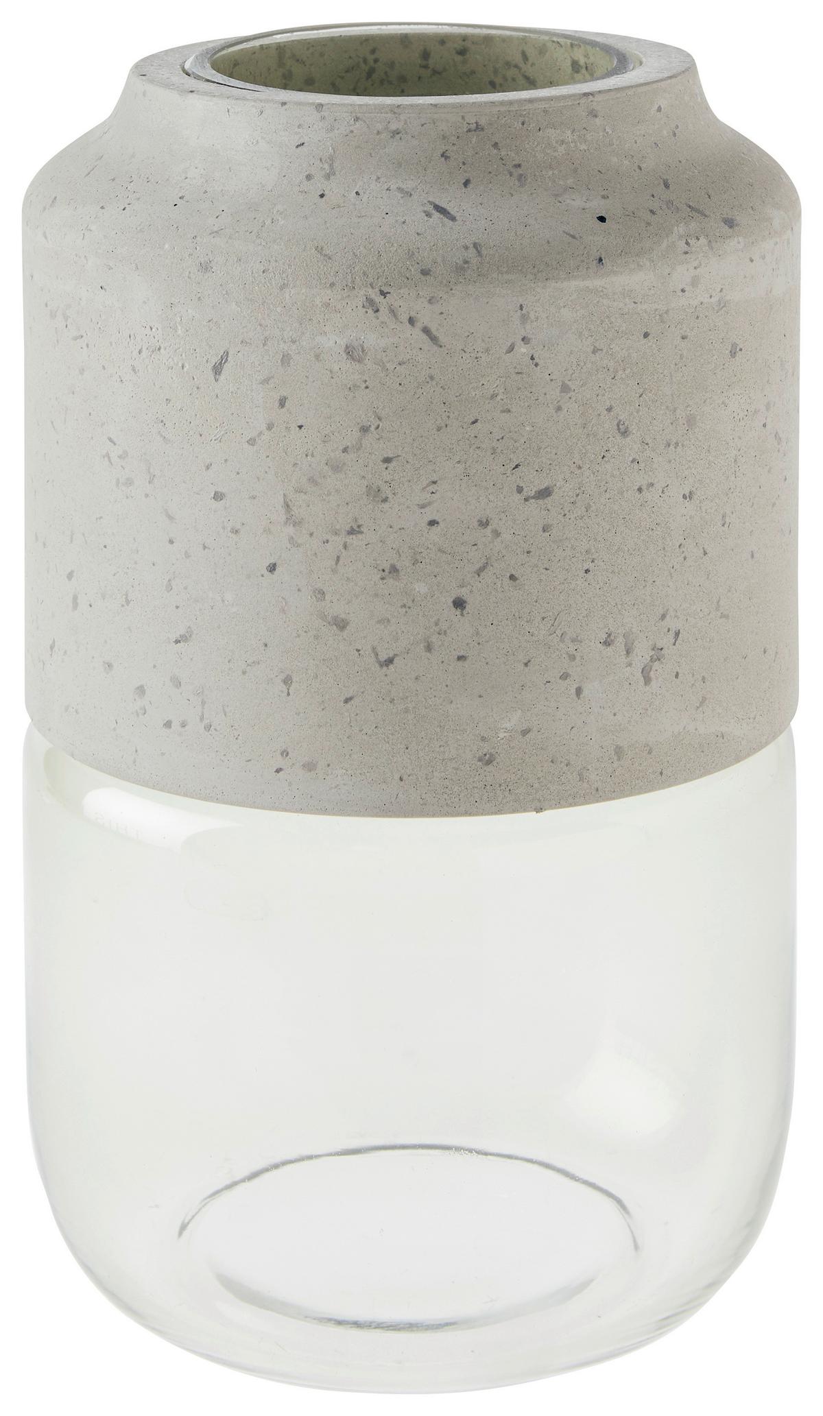 Váza Eda - világosszürke/átlátszó, Modern, kő/Üveg (13,5/23,2cm) - Modern Living