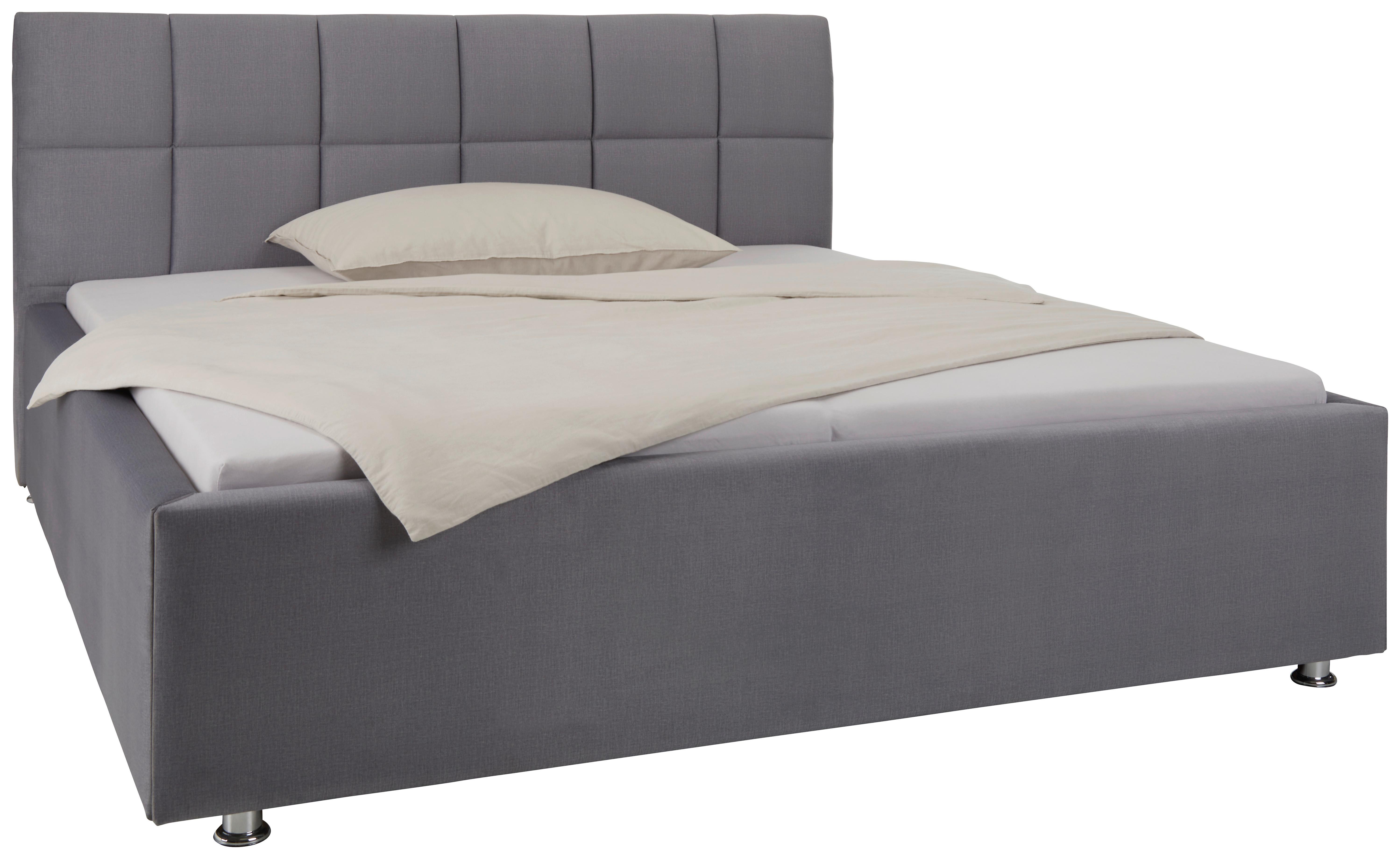 Oblazinjena Postelja Bogner, 180x200, Siva - barve kroma/siva, Konvencionalno, tekstil (180/200cm) - Premium Living