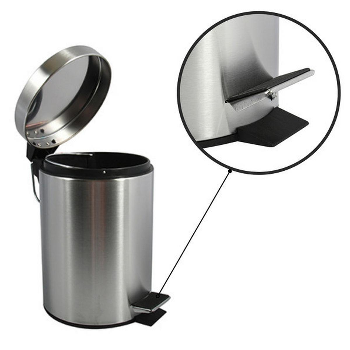Treteimer 100155 - Silberfarben/Schwarz, Basics, Kunststoff/Metall (20,5/27,7cm)