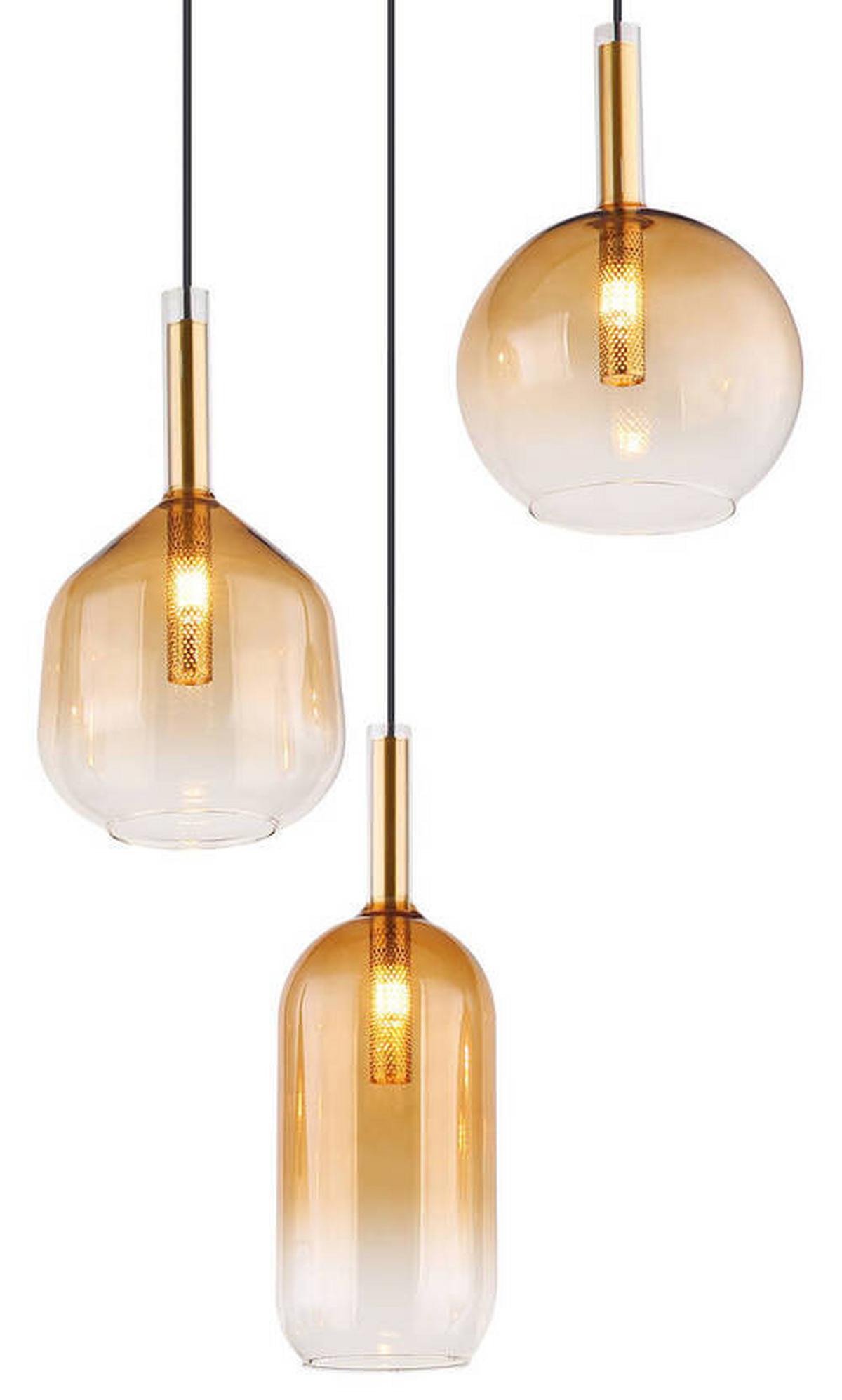 HÄNGELEUCHTE 16044-3H - Klar/Messingfarben, Konventionell, Glas/Metall (43/150cm) - Globo