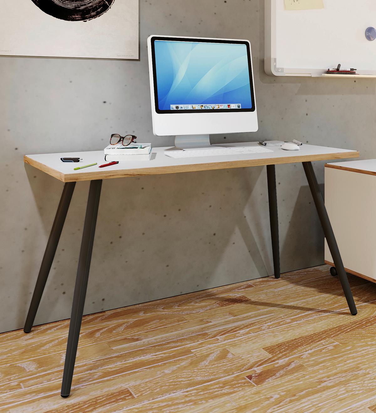 SCHREIBTISCH SALIA T50 - Honigeiche/Weiss, Design, Holzwerkstoff/Metall (110/50/70cm) - MID.YOU