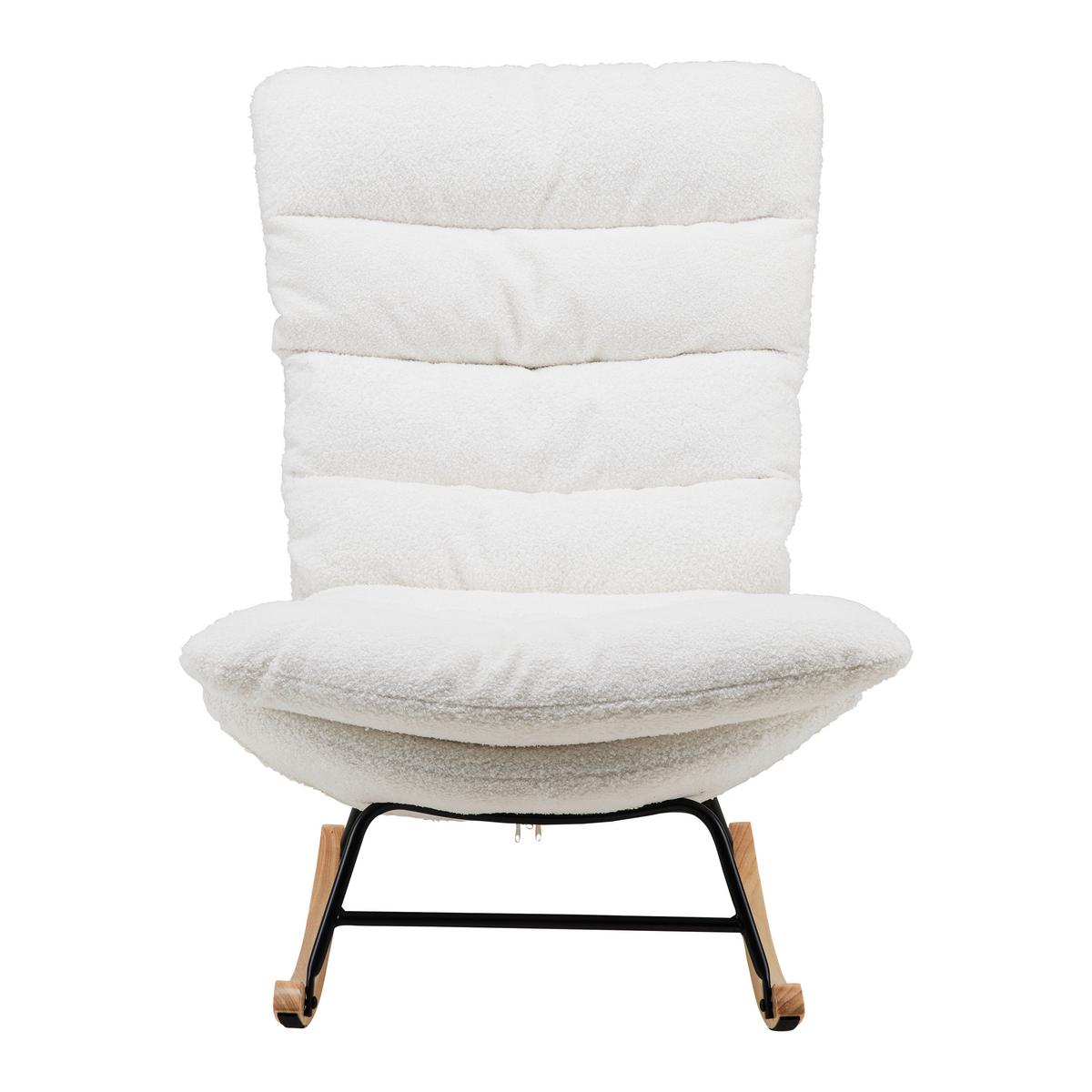 Schaukelsessel Devin Weiß Webstoff - Weiß/Naturfarben, MODERN, Holz/Textil (71/100/103cm) - Bessagi Home