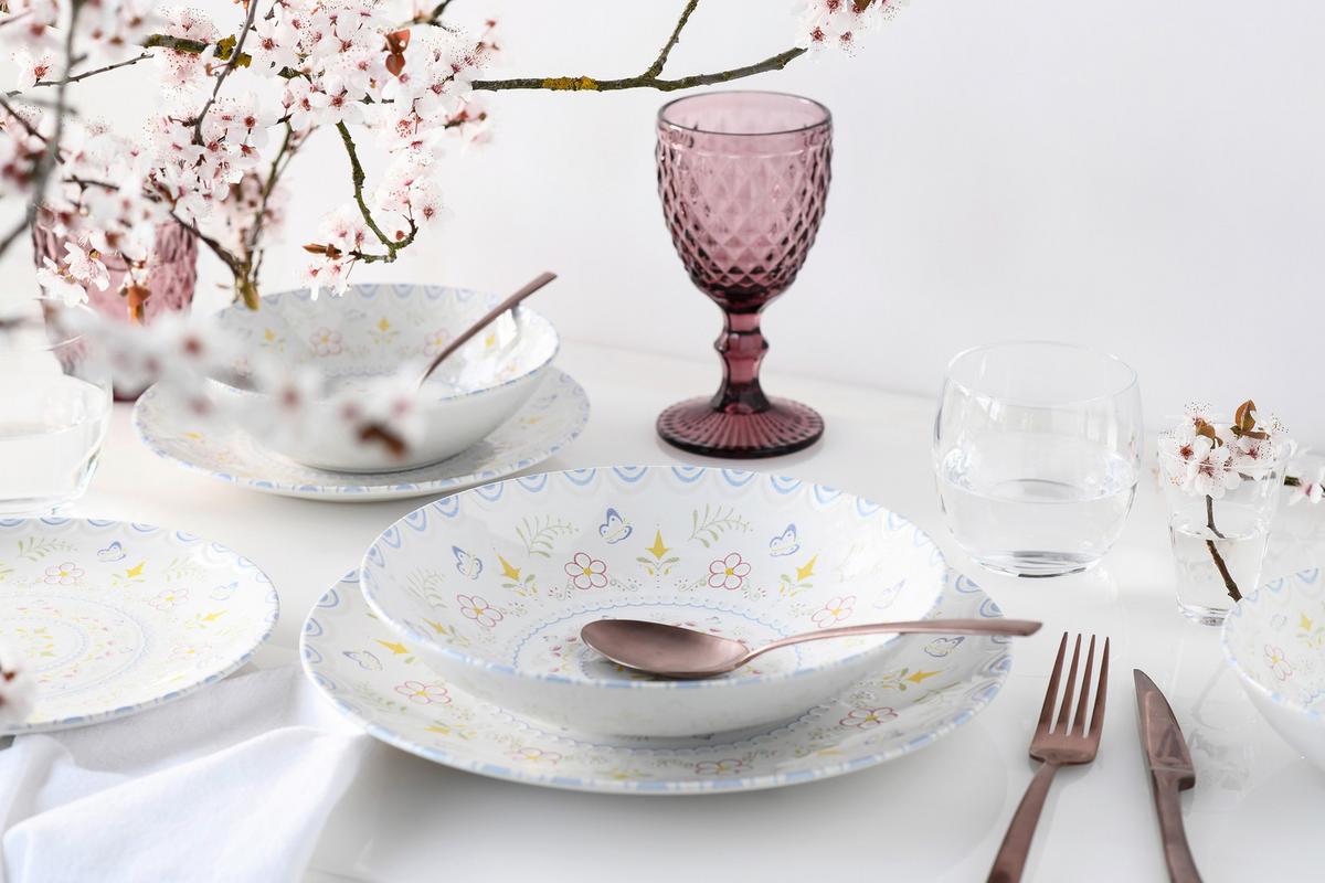 Jedilni Servis Primavera Pastell, 12-Delni - bela/večbarvno, Basics, keramika - Creatable