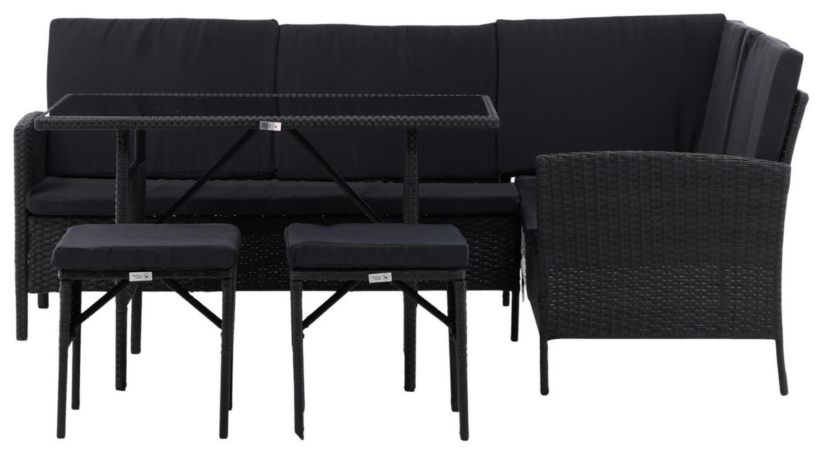 Dining-Loungeset Knock Schwarz - Schwarz, KONVENTIONELL, Kunststoff - Gardenson