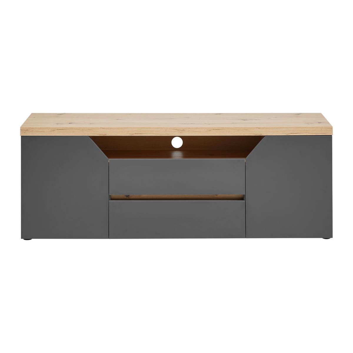 Lowboard Pepe Graphitfarben/Eiche Artisan - Graphitfarben/Schwarz, MODERN, Holzwerkstoff/Kunststoff (160/57/40cm) - Mömax