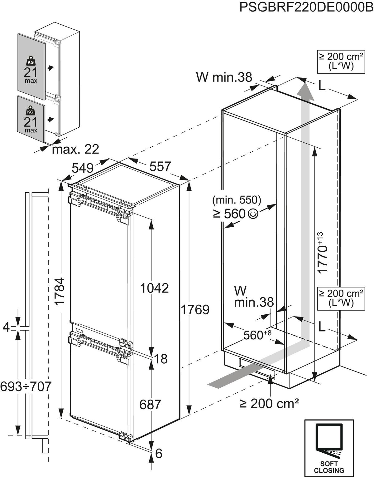 Kühl-Gefrier-Kombination EK7E18F1, Festtürtechnik - Weiß, MODERN (55,7/176,9/54,9cm) - AEG