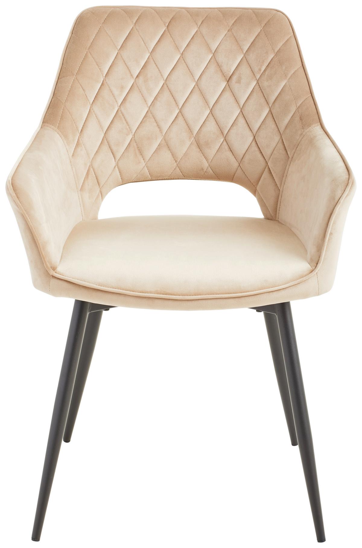 KRZESŁO Z PODŁOKIETNIKAMI GENUA - beżowy/czarny, Konventionell, metal/drewno (56/80,5/56cm) - MID.YOU