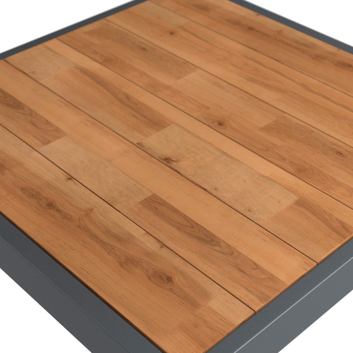 Loungegarnitur-Set Sallie Grau Holz/Metall/Outdoorstoff - Schwarz/Naturfarben, MODERN, Holz/Metall (205/76,5/58,5cm) - Bessagi Garden