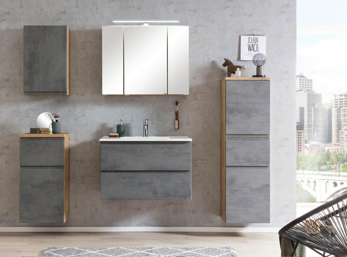 Midischrank Varese ca. 40x130 cm Hellgrau/Eiche - Eiche Wotan/Hellgrau, MODERN, Holzwerkstoff (40/130/35cm) - Held