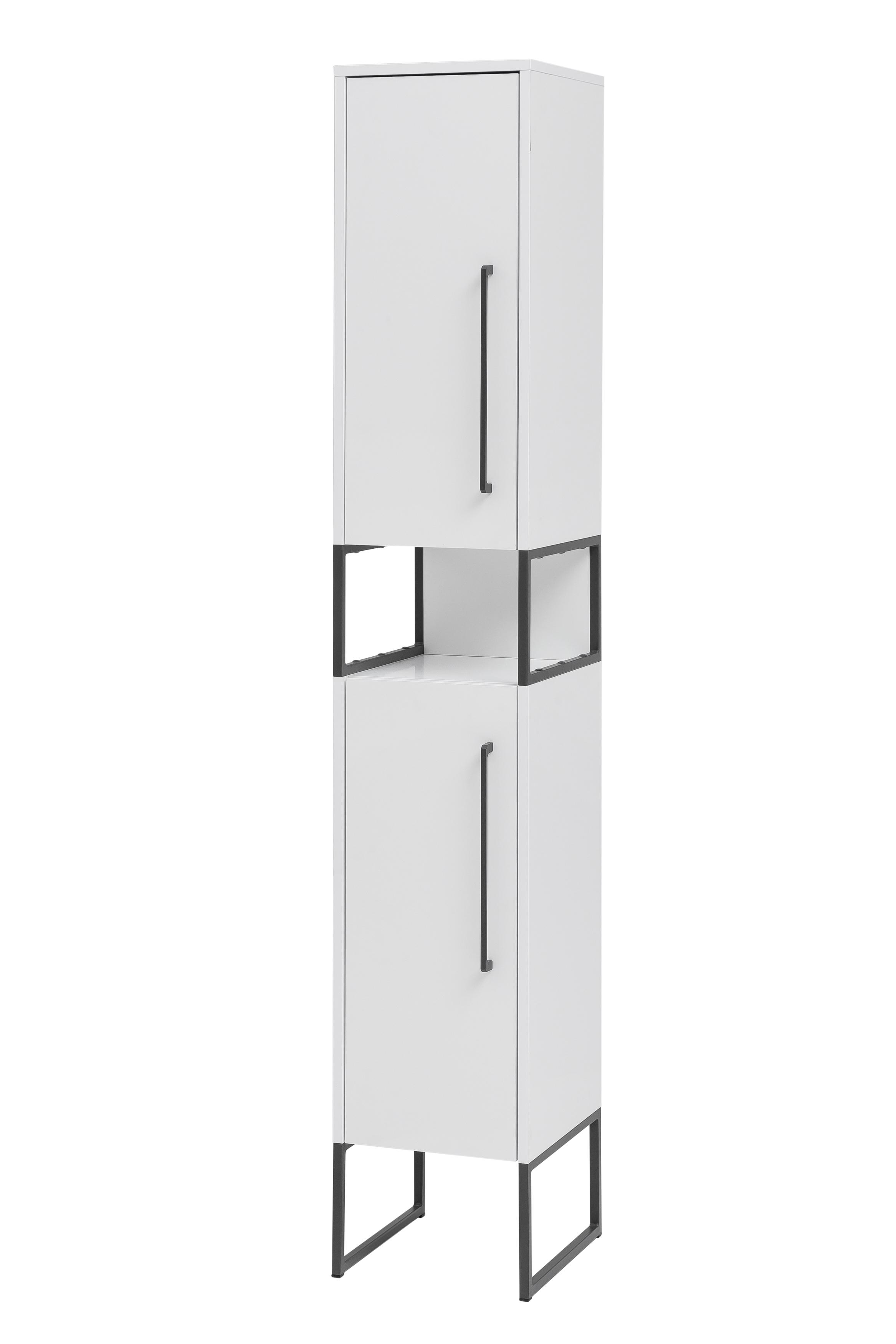 Hochschrank in Weiß - Anthrazit/Weiß, MODERN, Holzwerkstoff/Metall (30/184/33cm) - Mömax