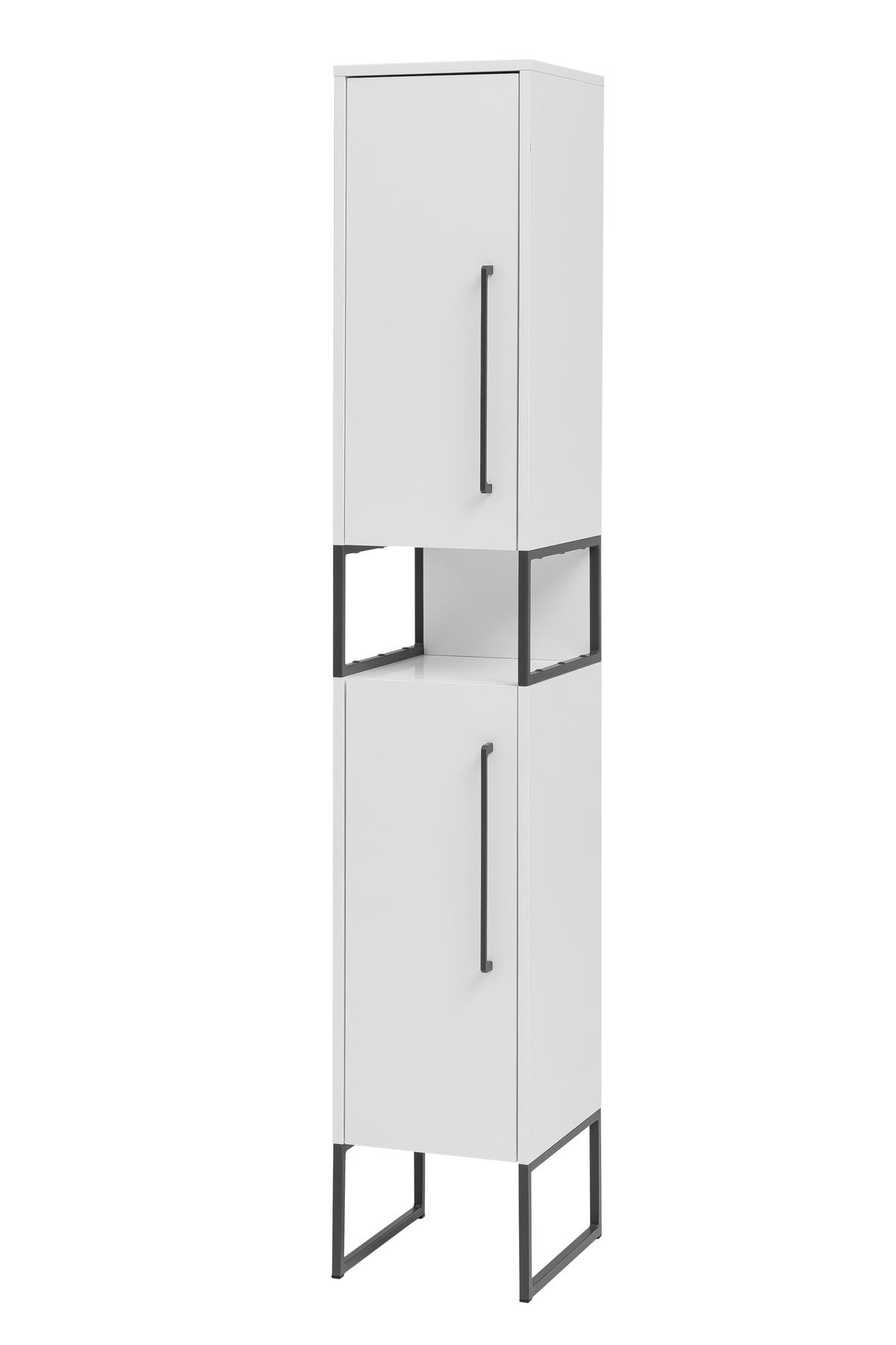 Hochschrank in Weiß - Anthrazit/Weiß, MODERN, Holzwerkstoff/Metall (30/184/33cm) - Mömax