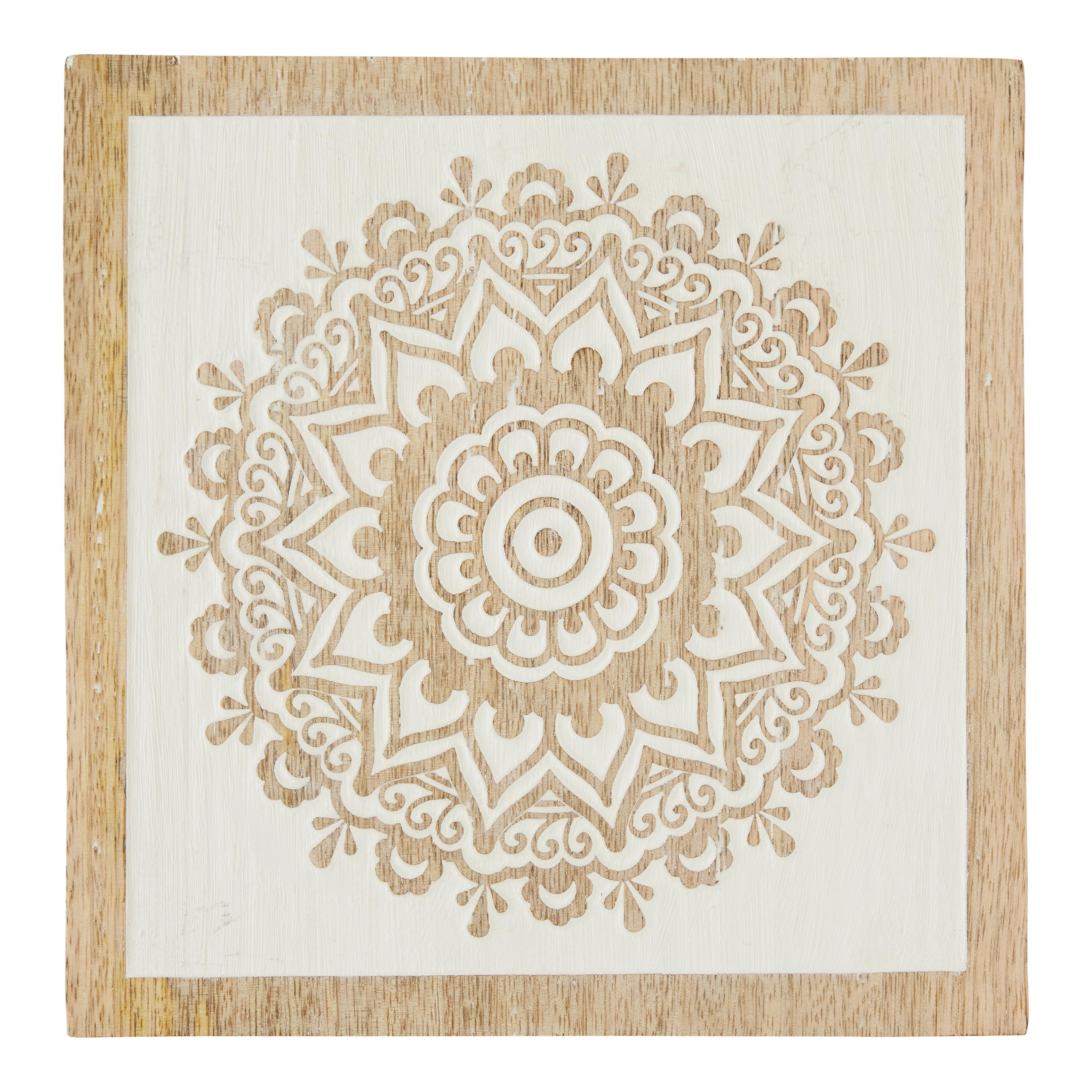 Wanddeko Sadya I aus Mangoholz - Weiss/Naturfarben, Lifestyle, Holz (20/20/1,5cm) - Modern Living