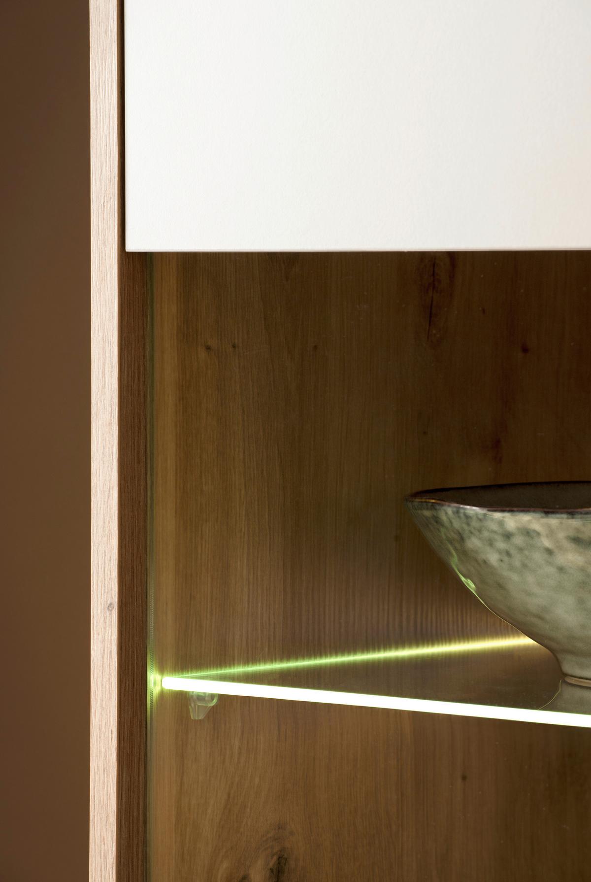 WOHNWAND SONORA - Kaschmir/Eiche Artisan, Design, Glas/Holzwerkstoff (292/205/40cm) - MID.YOU