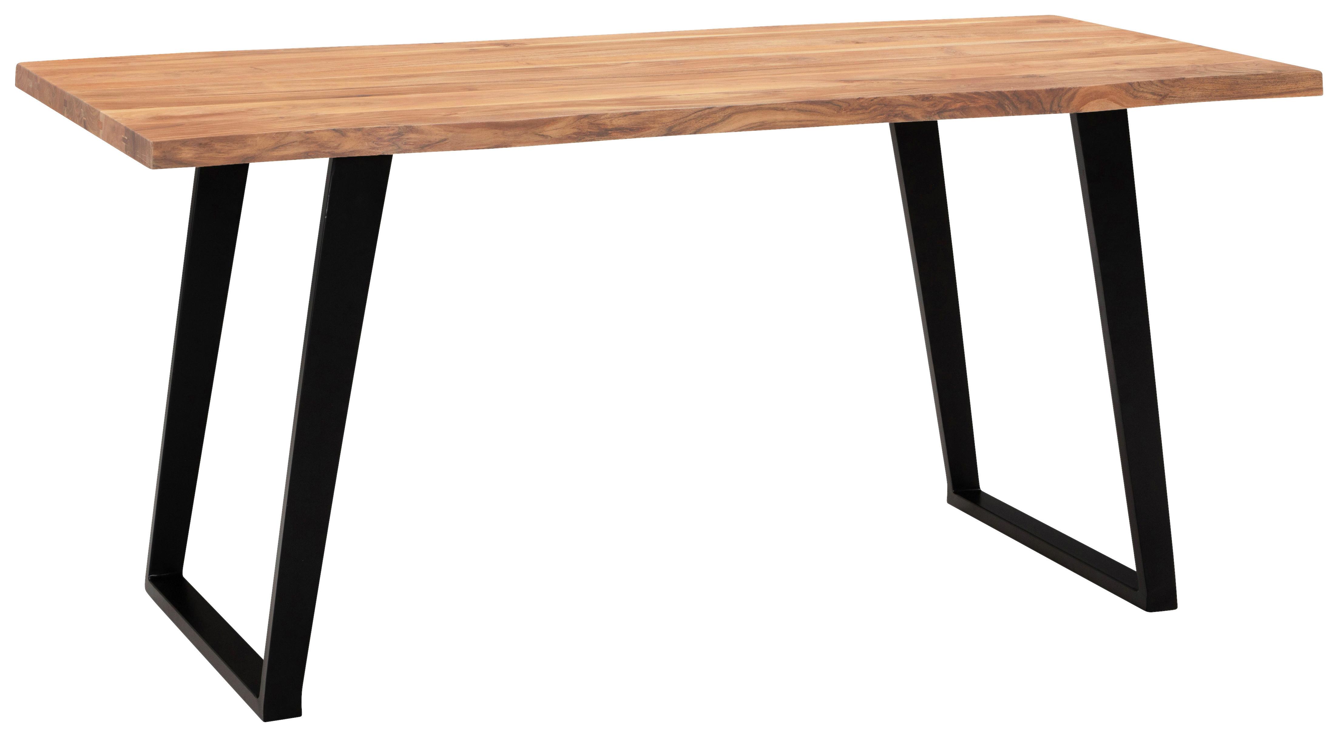 Pisalna Miza Akazie, Pravi Les, 160x80cm - črna/barve akacije, Moderno, kovina/les (160/80/76cm) - MID.YOU