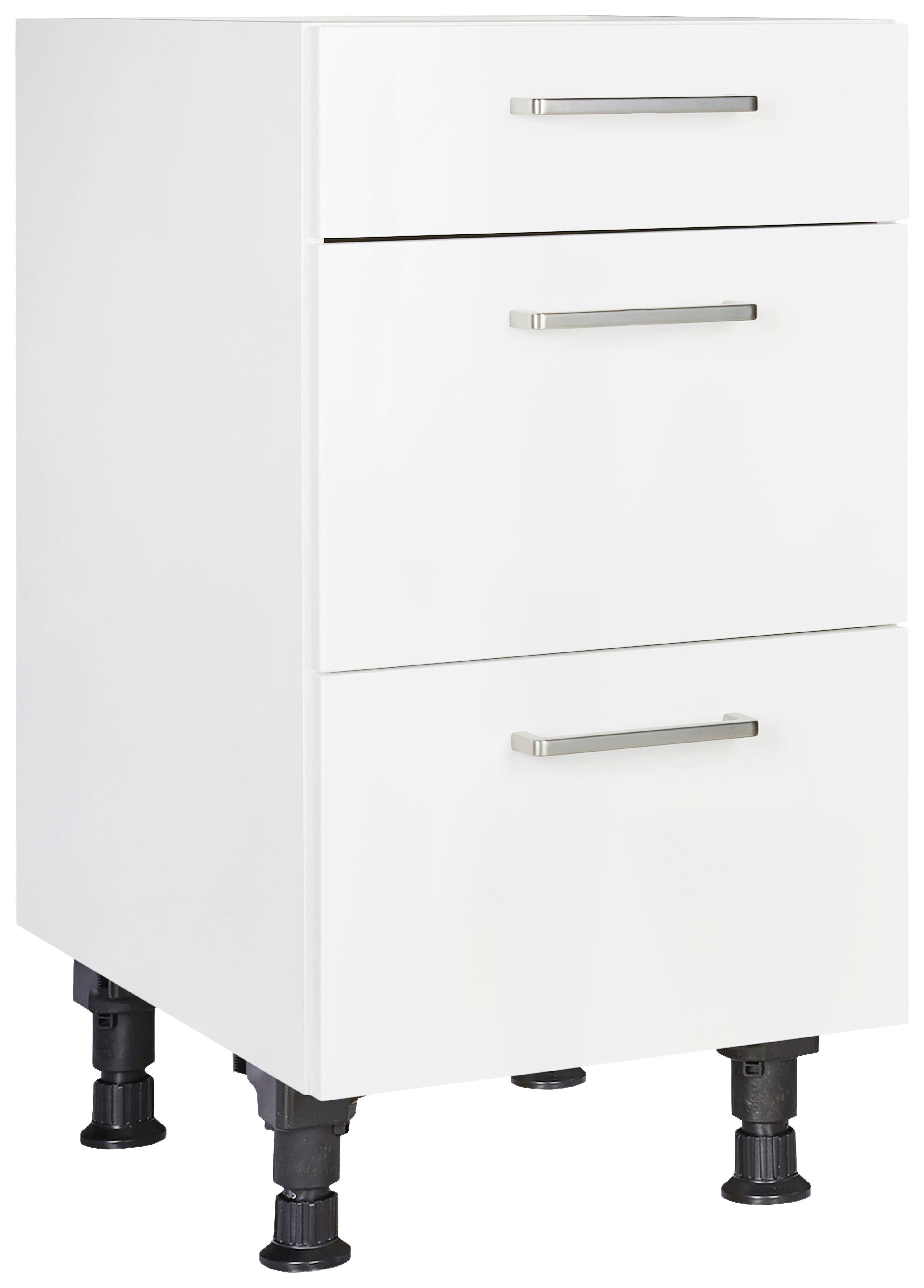 Schubkastenunterschrank Touch Weiß - Edelstahlfarben/Weiß, MODERN, Holzwerkstoff/Metall (45/87/56cm) - Nobilia