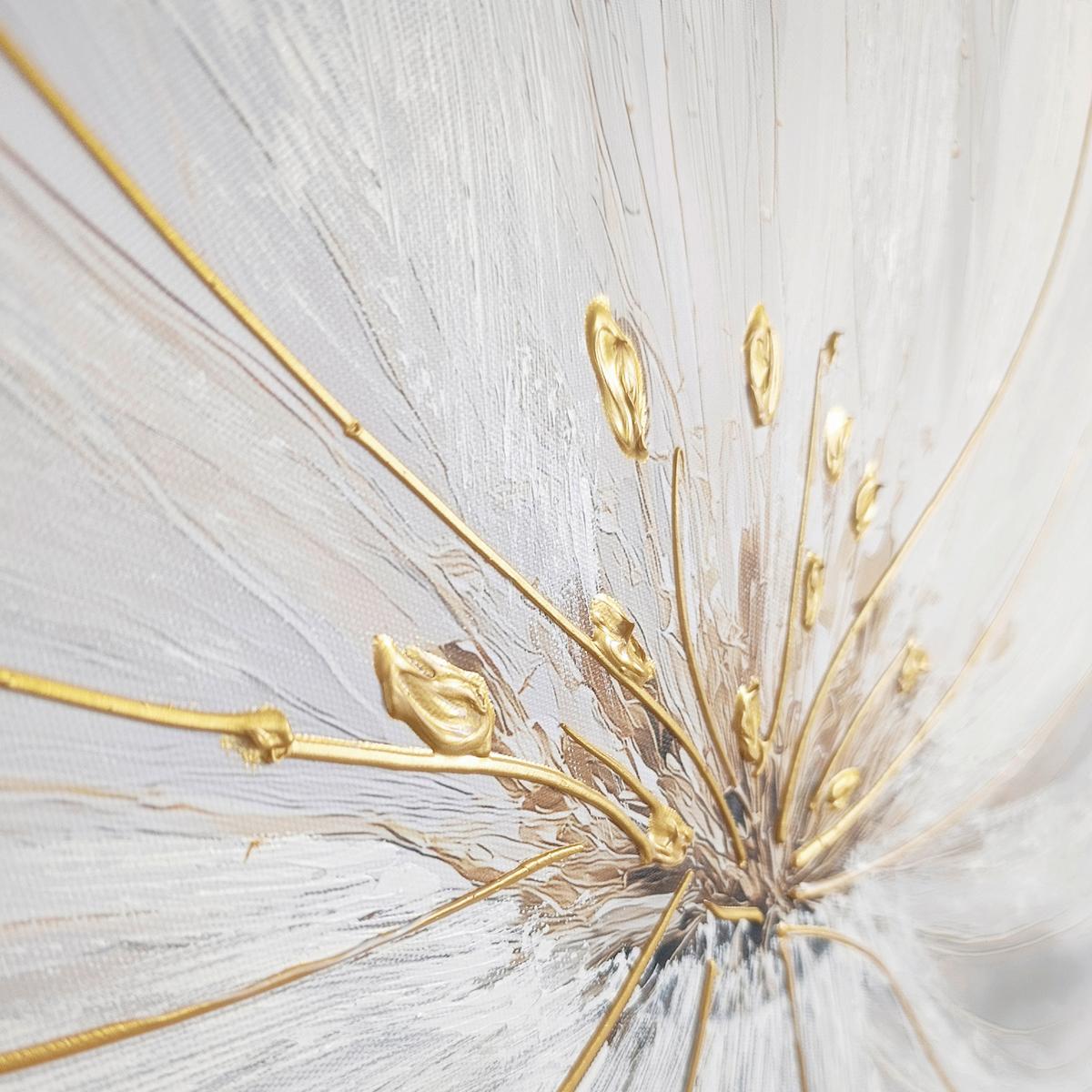 Leinwandbild Gentle Petals Weiß/Goldfarben ca. 70x100cm - Goldfarben/Weiß, Basics, Holz/Textil (70/100cm)