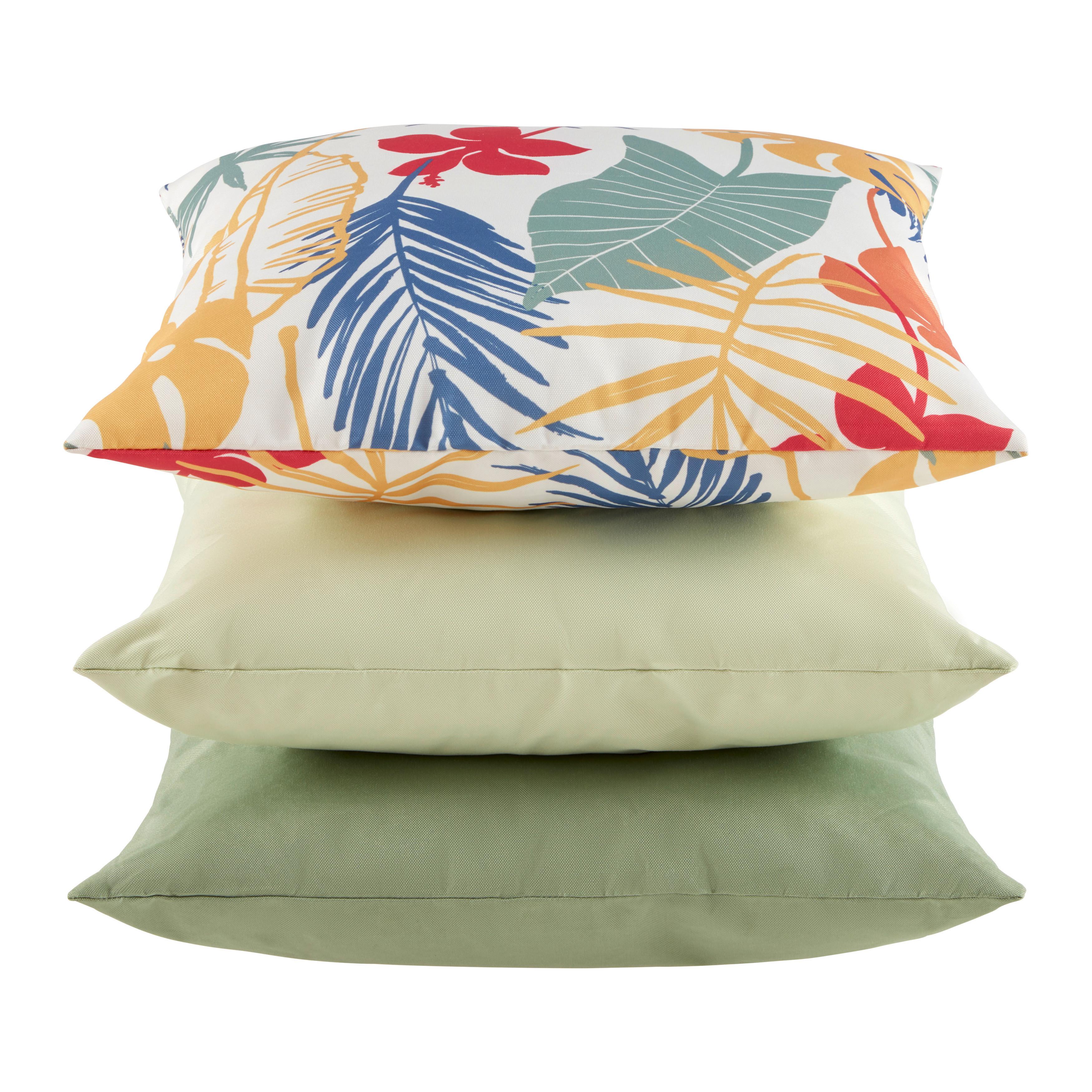 Outdoor-Kissen Palmblatt Gelb/Blau/Pink ca. 45x45cm - Blau/Pink, Konventionell, Textil (45/45cm) - Modern Living