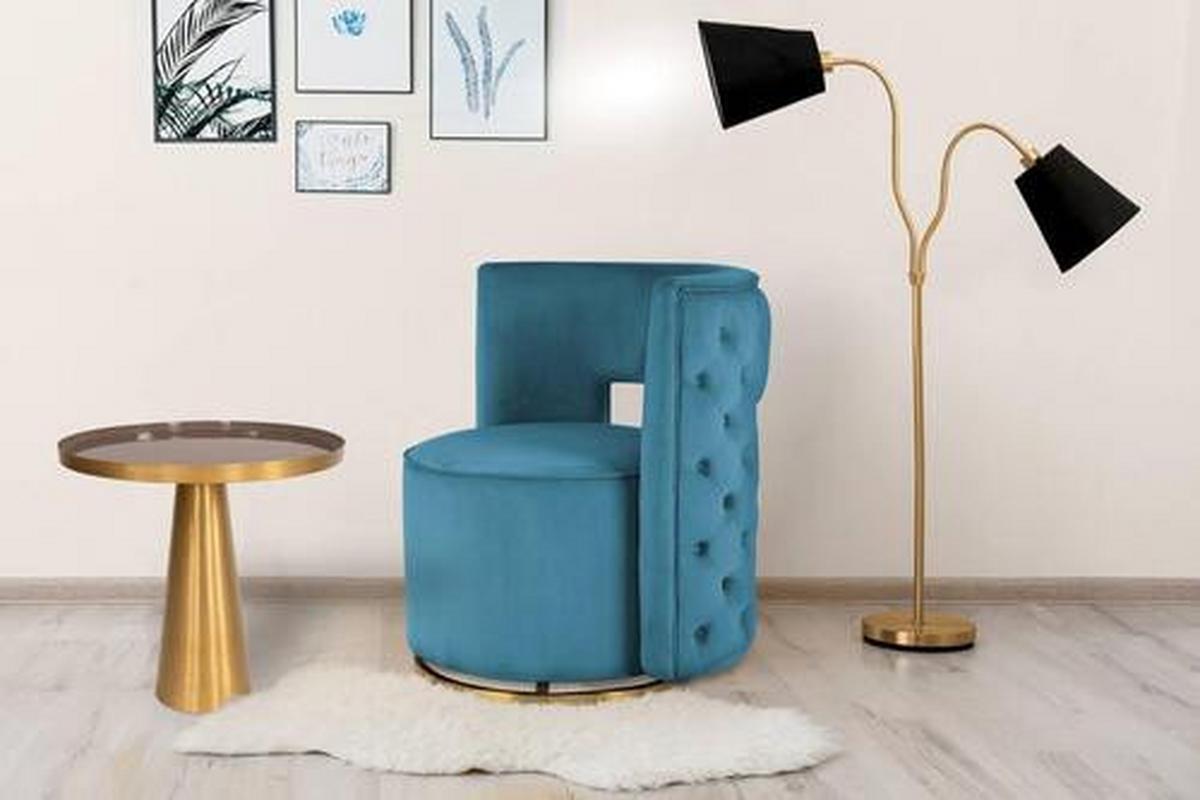 BEISTELLTISCH BEISTELLTISCH MORRISON 525 - Graubraun/Goldfarben, Trend, Metall (51/51/50cm) - Kayoom