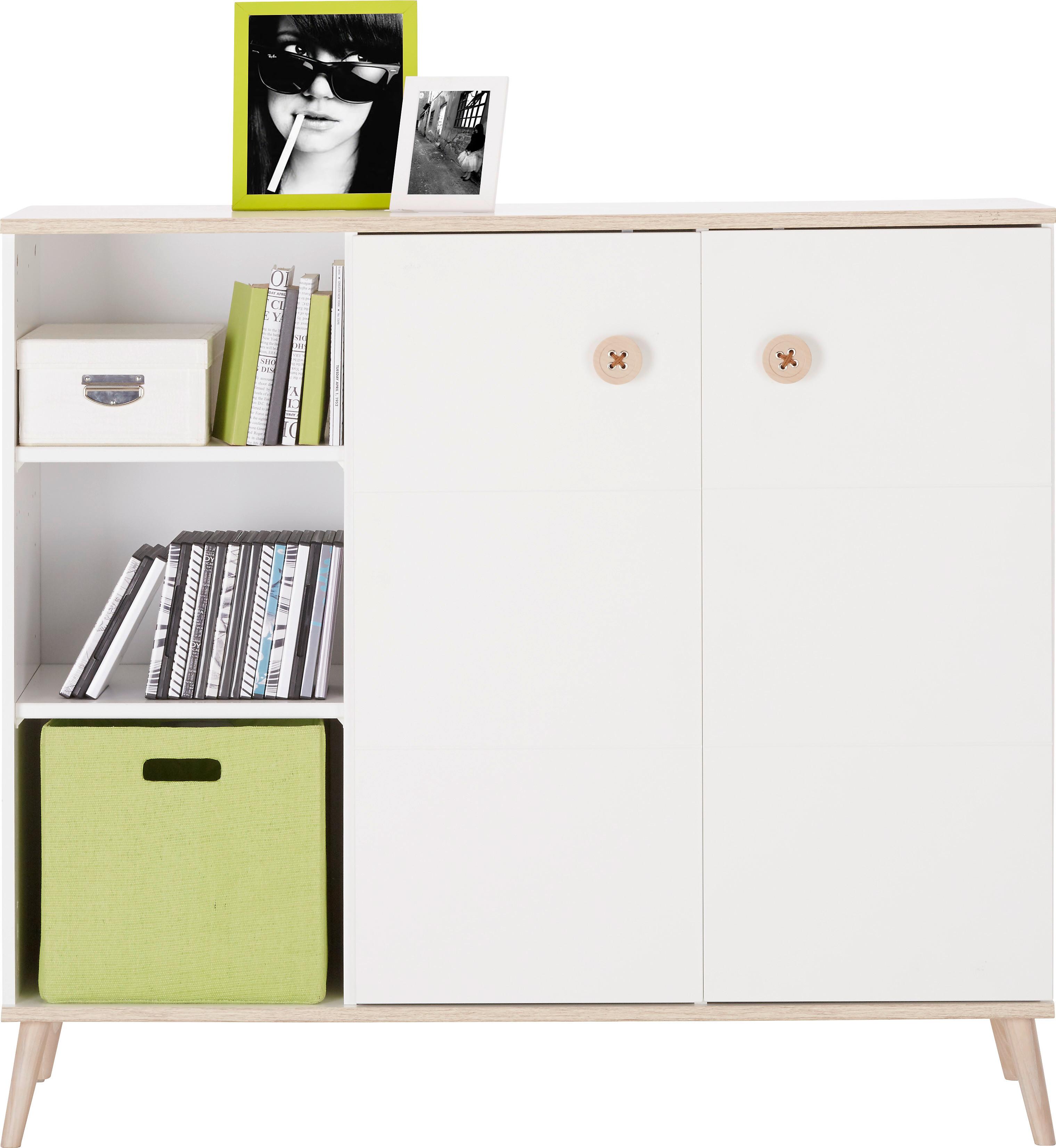 Highboard in Weiss - Weiss/Eichefarben, Modern, Holz/Holzwerkstoff (125/111/40cm) - Mömax