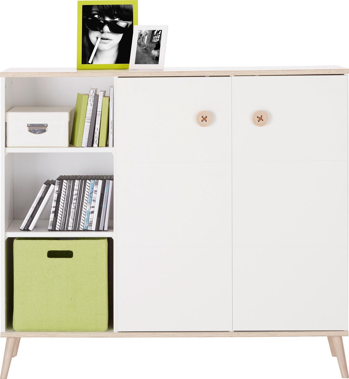 Highboard in Weiss - Weiss/Eichefarben, Modern, Holz/Holzwerkstoff (125/111/40cm) - Mömax